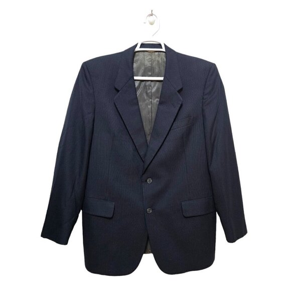 Christian Dior Vintage Hart Schaffner Marx Navy Pinstripe Blazer Sz 40R - Picture 1 of 10